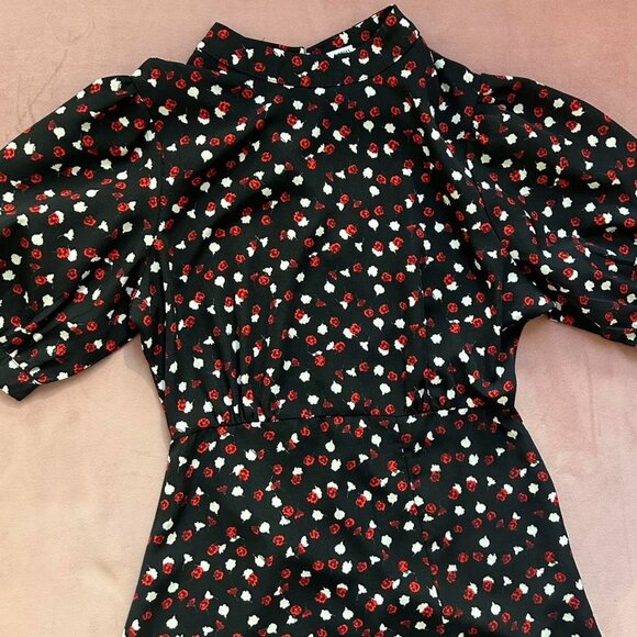 Black, Red, & White Floral Maxi Dress - Picture 1 of 5